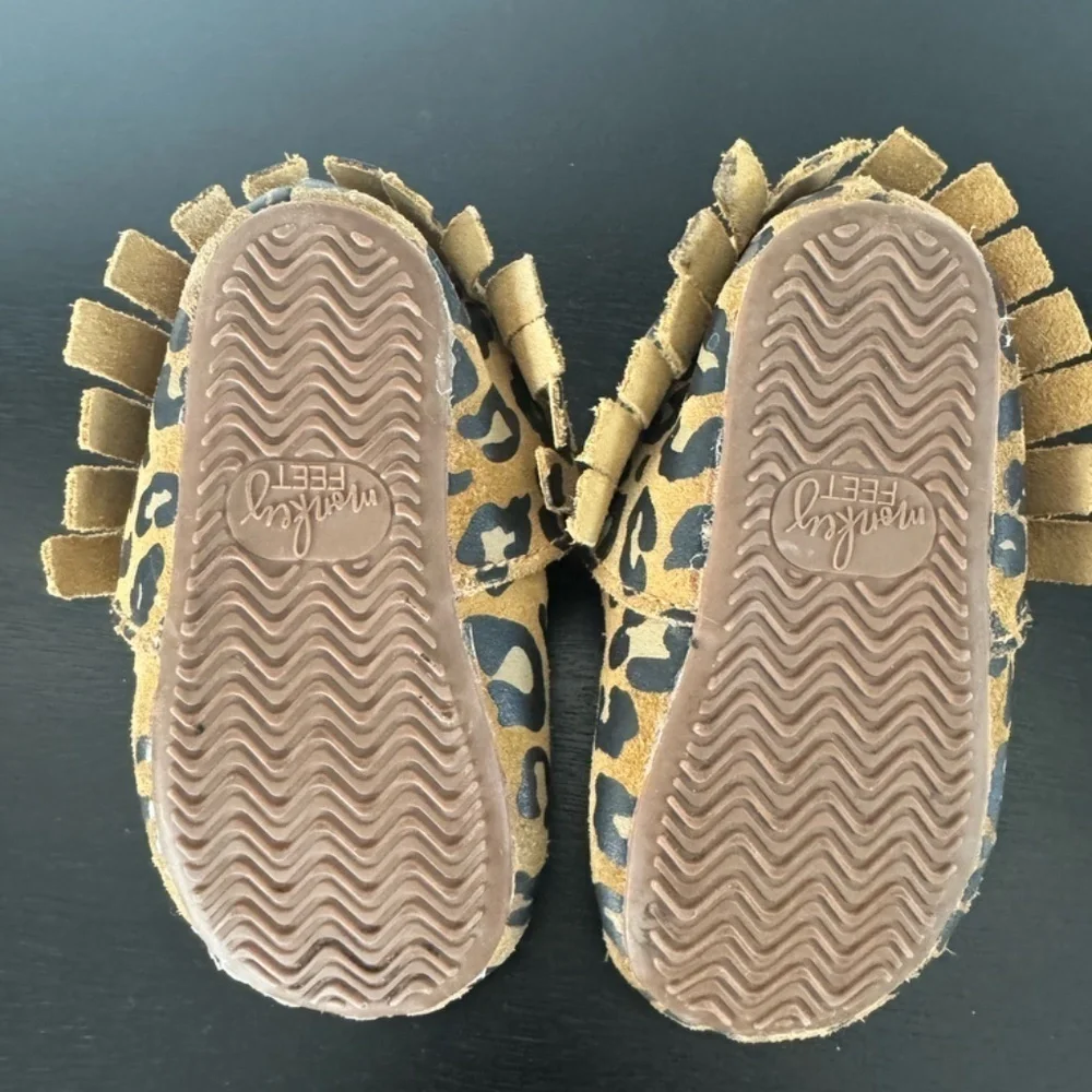Monkey Feet Baby Shoes Moccasins leopard print sz 12-18 months